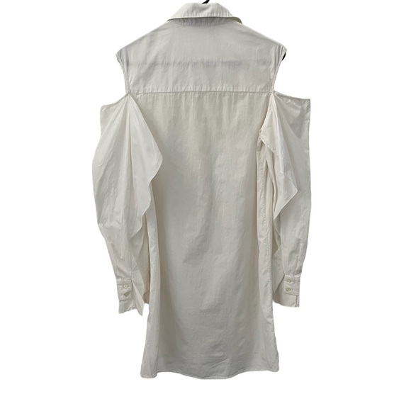 Thakoon Cotton Shirting Long Sleeve Cold Shoulder Button Down Shirt Dress Sz 10 - Picture 3 of 12